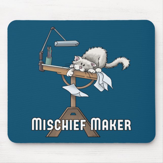 Mousepad Mouse Maker Maker de Gato Branco (Frente)