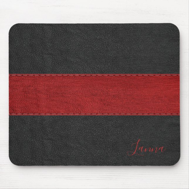 Mousepad Mouse Masculino Vermelho e Preto Monograma (Frente)