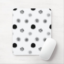 Mousepad Mouse Padrão do Círculo de Abstrato Branco e Preto