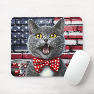 Mousepad Mouse Patriótico e Gato-Mouse