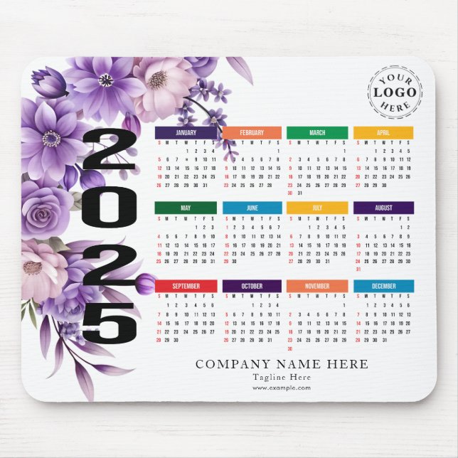 Mousepad Mouse Personalizado com Calendário 2025 do Cheio (Frente)