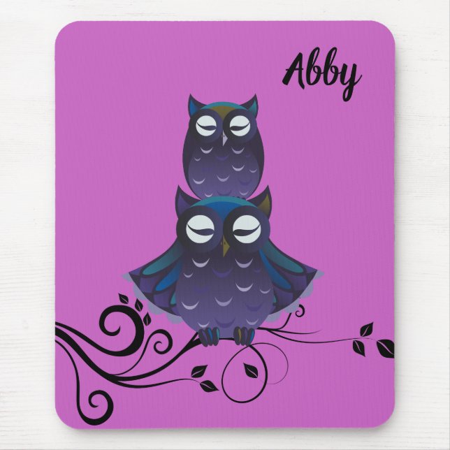 Mousepad Mouse personalizado com tema de coruja (Frente)