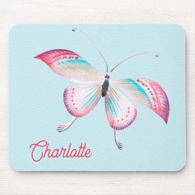 Mousepad Mouse Personalizado da Borboleta Boêmia Elegante (Frente)