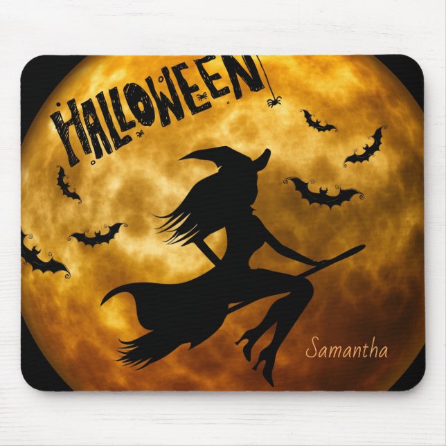 Mousepad Mouse Personalizado da Bruxa do Halloween Pa (Frente)