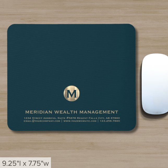 Mousepad Mouse Personalizado do Monograma Dourado de Negóci (Criador carregado)