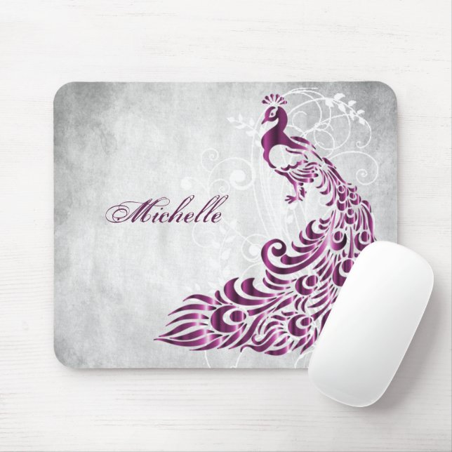 Mousepad Mouse Personalizado Magenta Peacock (Com mouse)