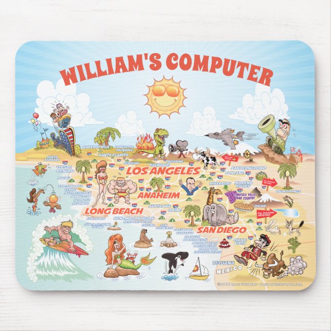 Mousepad Mouse personalizável do sul da Califórnia em carto (Frente)