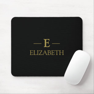 Mousepad Mouse preto e Dourado monograma - Acessório de mes