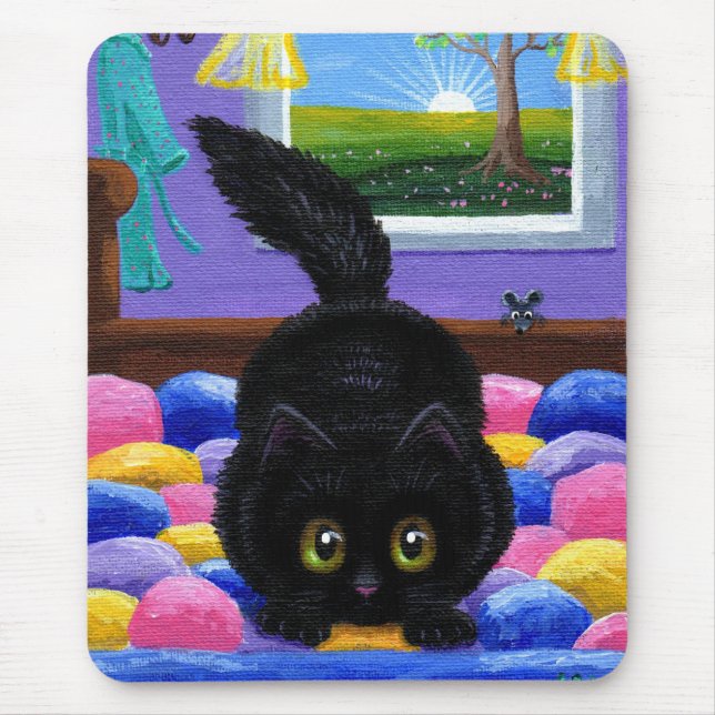 Mousepad Mouse Preto Engraçado Quilado (Frente)