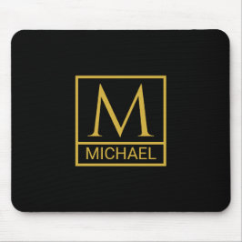 Mousepad Mouse preto personalizado com & nome inicial