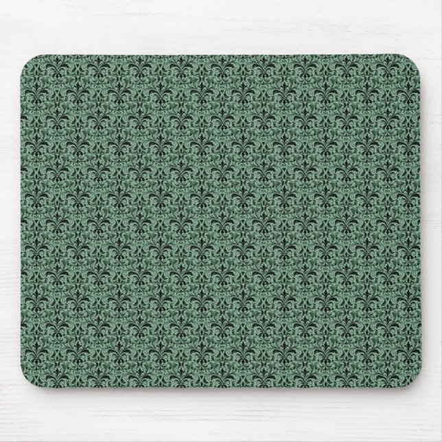 Mousepad Mouse Romântico Damask, Clover Green (Frente)