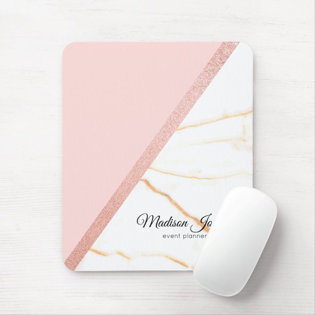 Mousepad Mouse rosa moderno e Dourado brilhante (Com mouse)