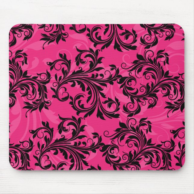 Mousepad Mouse rosa-quente e preto (Frente)
