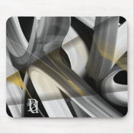 Mousepad Mouse Trend Abstrato Art Black White Dourado