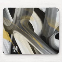 Mousepad Mouse Trend Abstrato Art Black White Dourado