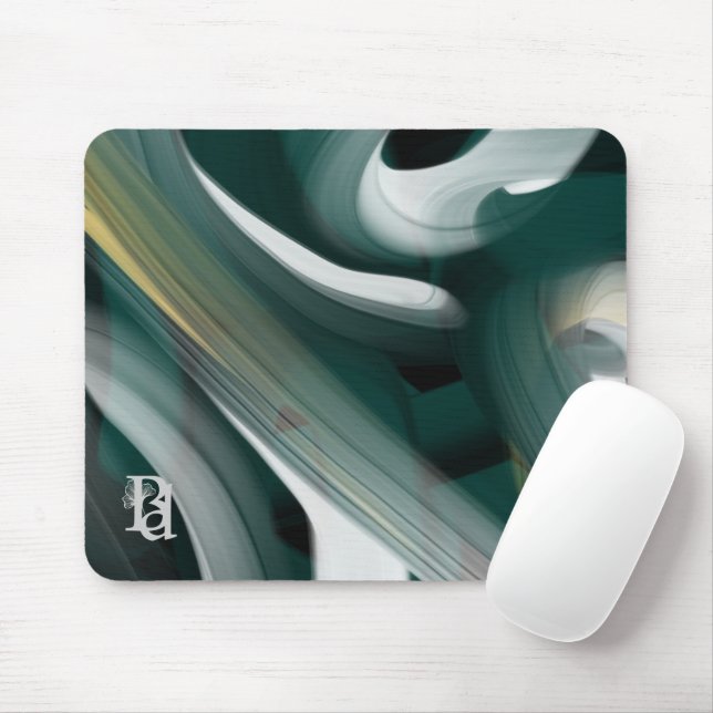 Mousepad Mouse Trend Abstrato Art Black White Green (Com mouse)