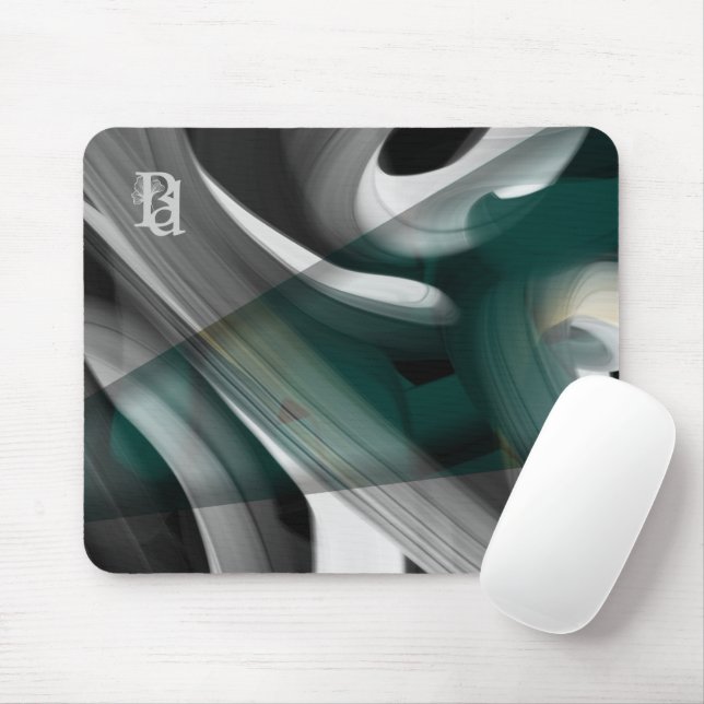 Mousepad Mouse Trend Abstrato Art Black White Green (Com mouse)