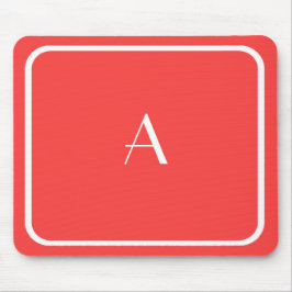 Mousepad Mouse Vermelho Coral Barato com Monograma Branco