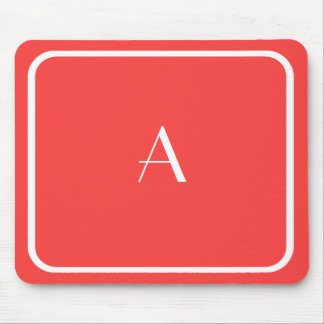Mousepad Mouse Vermelho Coral Barato com Monograma Branco