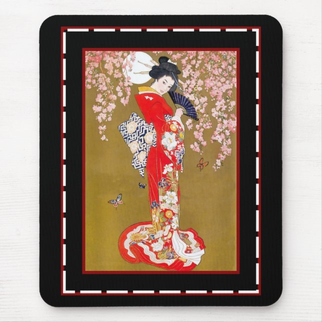 Mousepad Mouséads Art Japonês Geisha Lady Poster vintage (Frente)