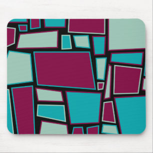 Mousepad Mousemat, quadrados de abstrato, marrom, aqua, pre