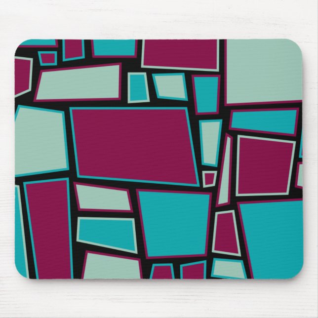 Mousepad Mousemat, quadrados de abstrato, marrom, aqua, pre (Frente)