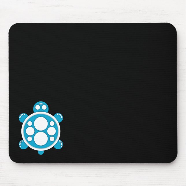 Mousepad Mousemat, tartaruga redonda, azul-céu preto (Frente)