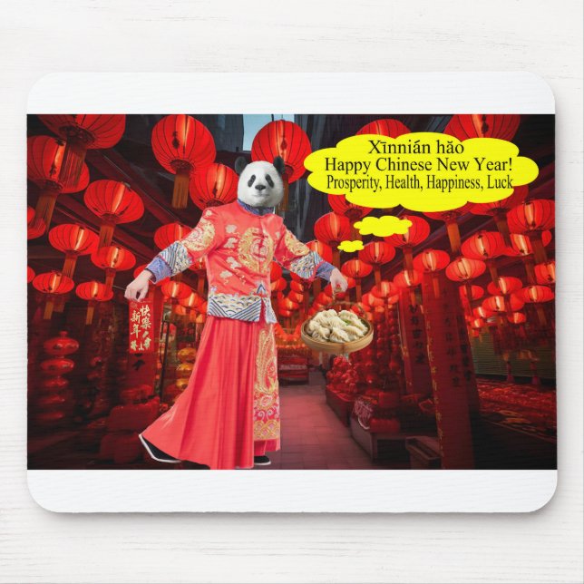 Mousepad mousepad. Feliz Ano Novo Chinês. Panda/Homem (Frente)