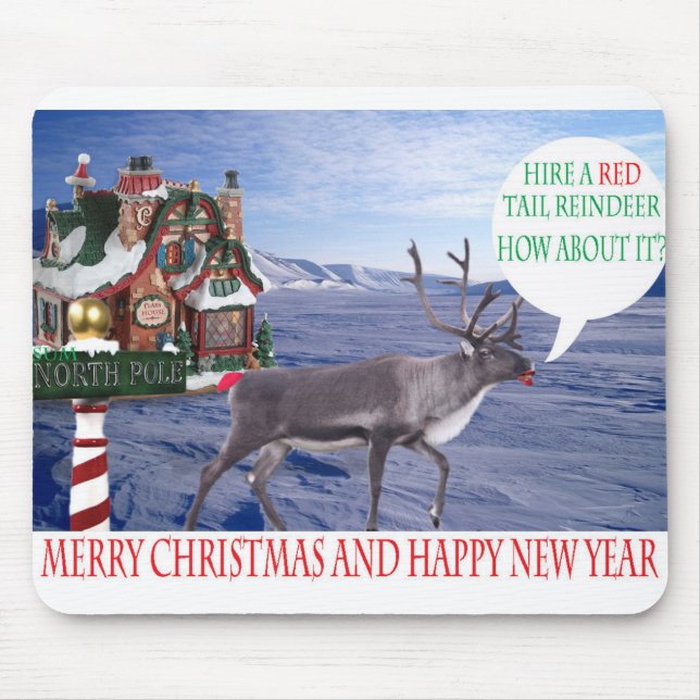 Mousepad mousepad. merrychristmas feliz ano novo. rena (Frente)