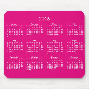 Mousepad Mouses pads de Calendário de 2016 Rosa Anual