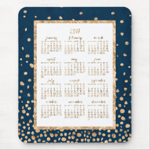 Mousepad Mouses pads de Calendário Dourado do Azul Anual 20