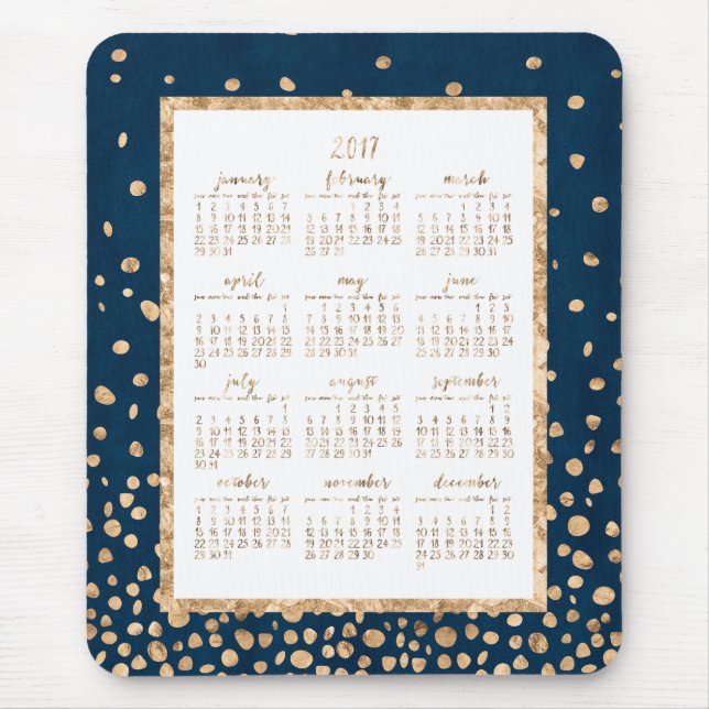 Mousepad Mouses pads de Calendário Dourado do Azul Anual 20 (Frente)