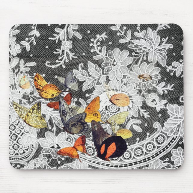 MOUSEPAD MOUSES PADS DE PADRÃO DE LACE ANTIQUANTO PRETO (Frente)