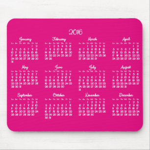 Mousepad Mouses pads do Calendário 2016 - Rosa Anual