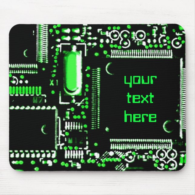 Mousepad Mouspad 'Seu Texto' Verde Circuito 2 (Frente)