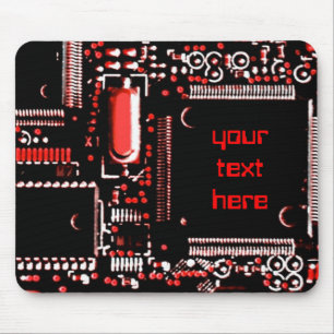 Mousepad Mouspad 'Seu Texto' Vermelho Circuito 2