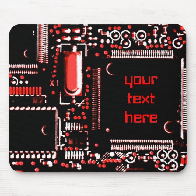 Mousepad Mouspad 'Seu Texto' Vermelho Circuito 2 (Frente)