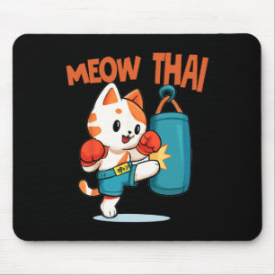 Mousepad Muay Thai Engraçado Gato Sobretudo Tailandês Boxan