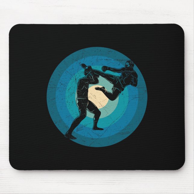 Mousepad Muay Thai Retro Azul - Nak Muay, Presente de Kickb (Frente)