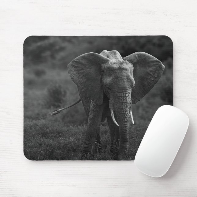 Mousepad Muismat olifant zwart wit (Com mouse)