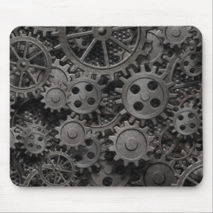 Mousepad Muitas engrenagens do metal ou peças oxidadas
