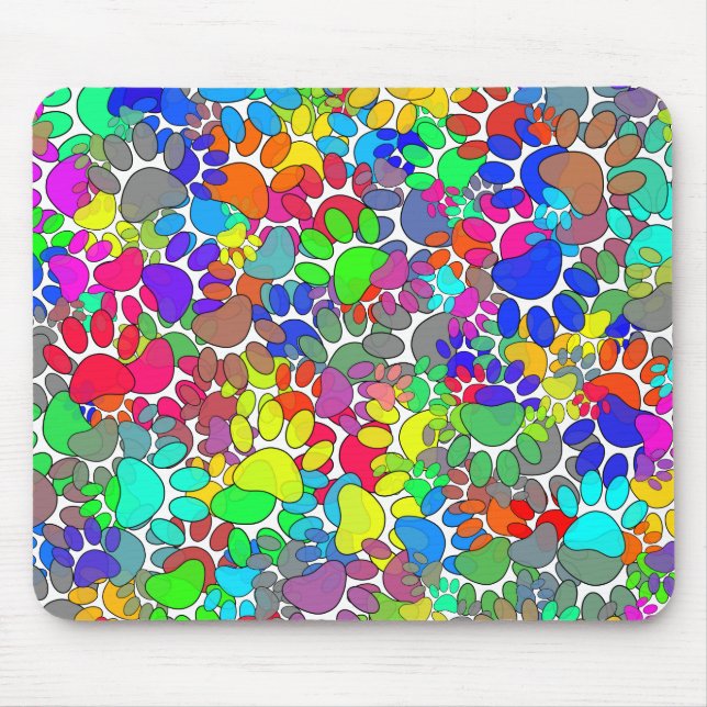 Mousepad Muitas Impressões De Pata De Cães Por Toda Parte (Frente)