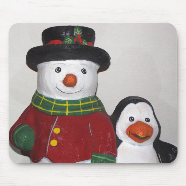 Mousepad Muito bonitinho Snowman e Mouse amigo (Frente)