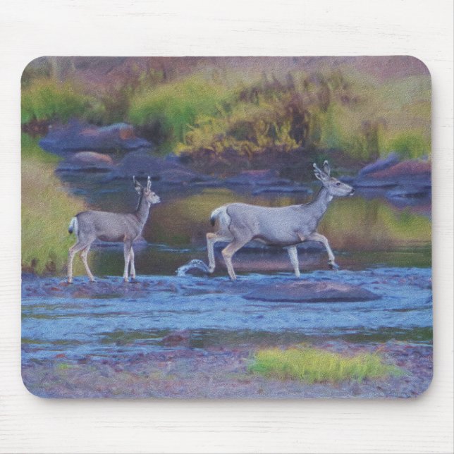 Mousepad Mule Deer Doe e Fawn (Frente)