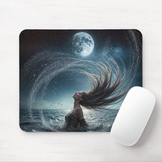 Mousepad Mulher À Lua Do Oceano (Com mouse)