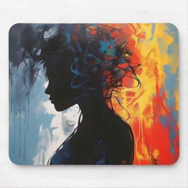 Mousepad Mulher Abstrata Laranja (Frente)