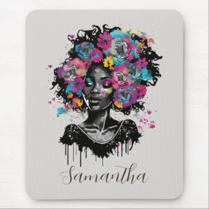Mousepad Mulher Afro Clorosa Floral