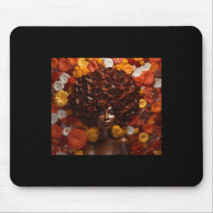 Mousepad Mulher Afro Negra Floral Rainha Puff Art Melanin A