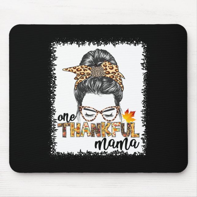 Mousepad Mulher agradecida Mama Mensagem Bun outono (Frente)