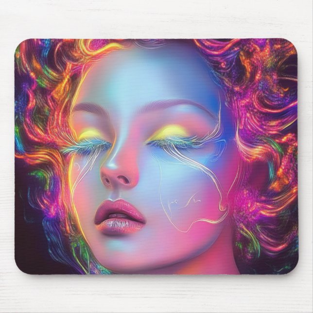Mousepad Mulher alienígena com cabelo cósmico (Frente)